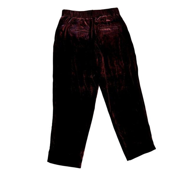 NWT LOFT Crushed Velvet Pleated Ankle Pants – Burgundy – Petite 6P - Picture 2 of 9